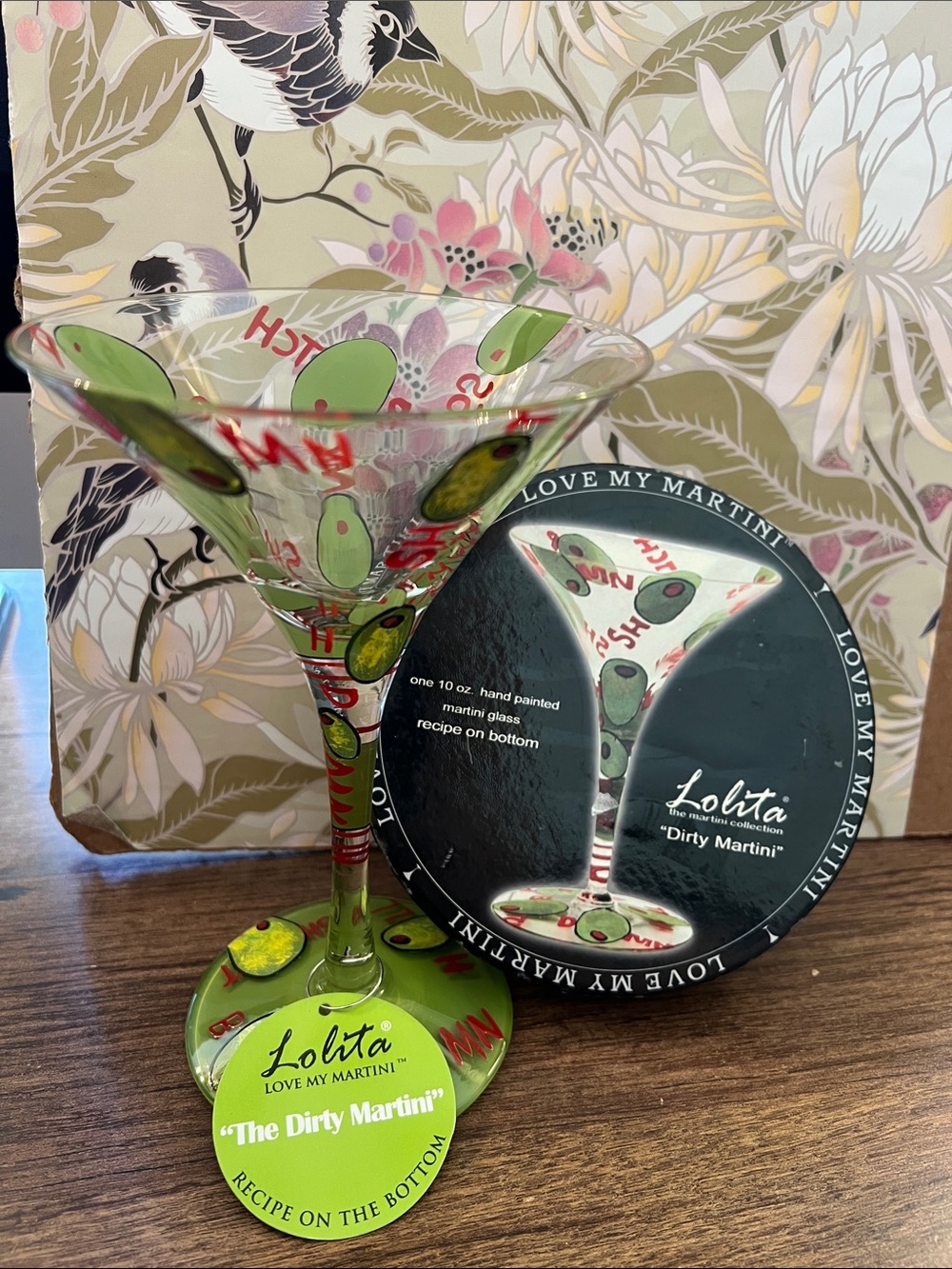 Lolita Green and Red Olive Martini Glass